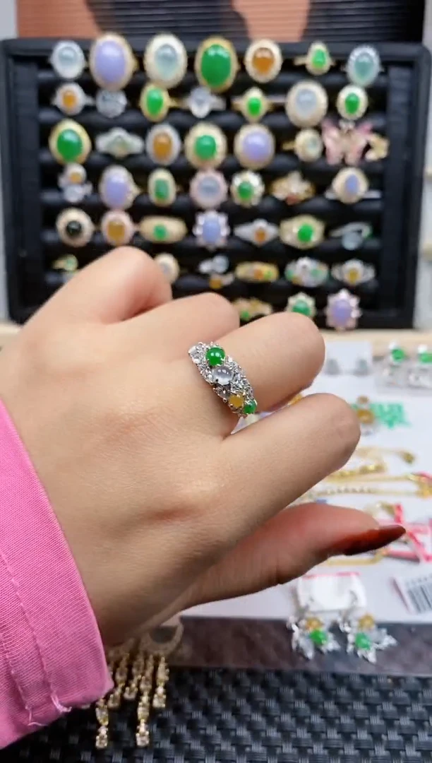 银S925镶嵌戒指翡翠274