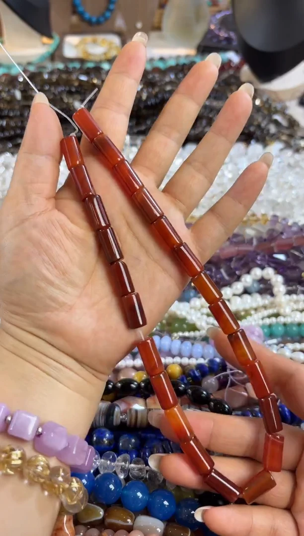 未镶嵌玛瑙/玉髓珠宝半成品红玛瑙管管