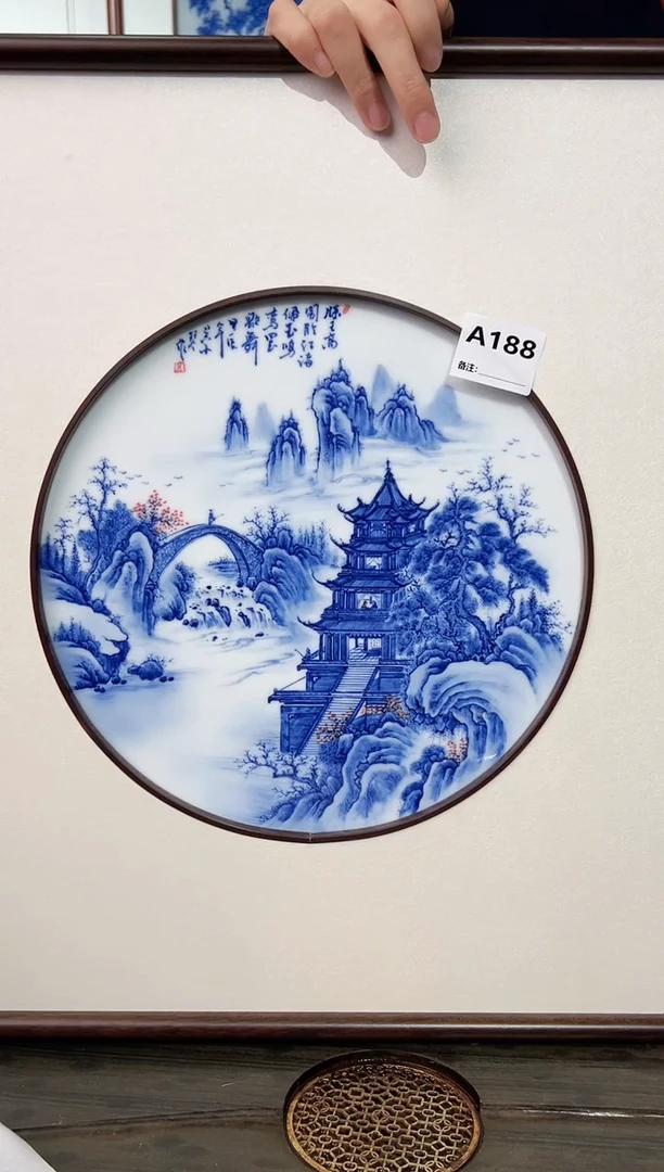 【闪购商品】瓷版画青花加彩山水瓷版画188