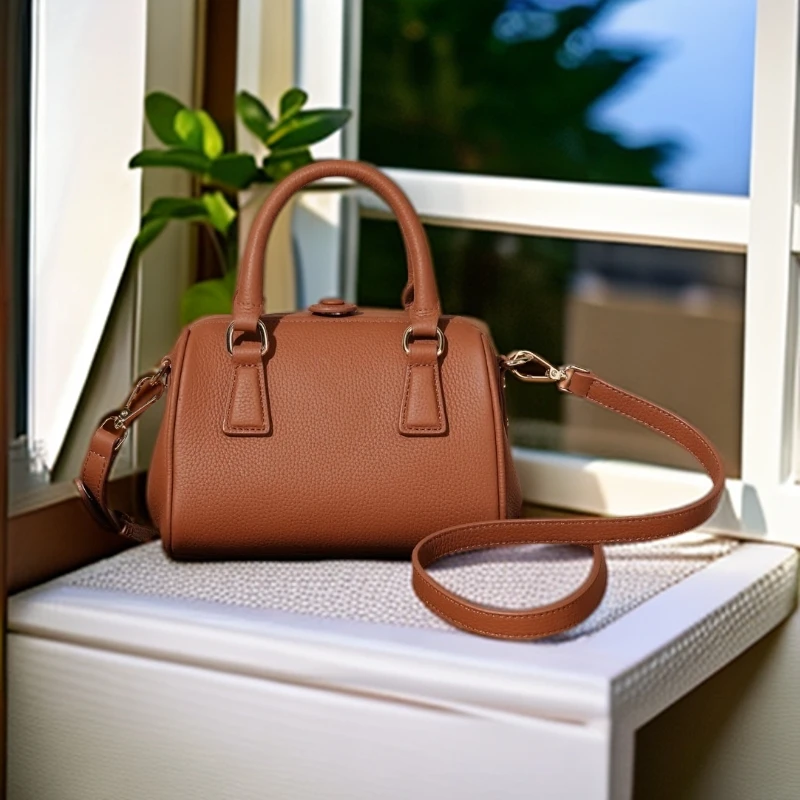 时尚百搭女士真皮波士顿单肩斜跨枕头包年冬季爆款都市简约风