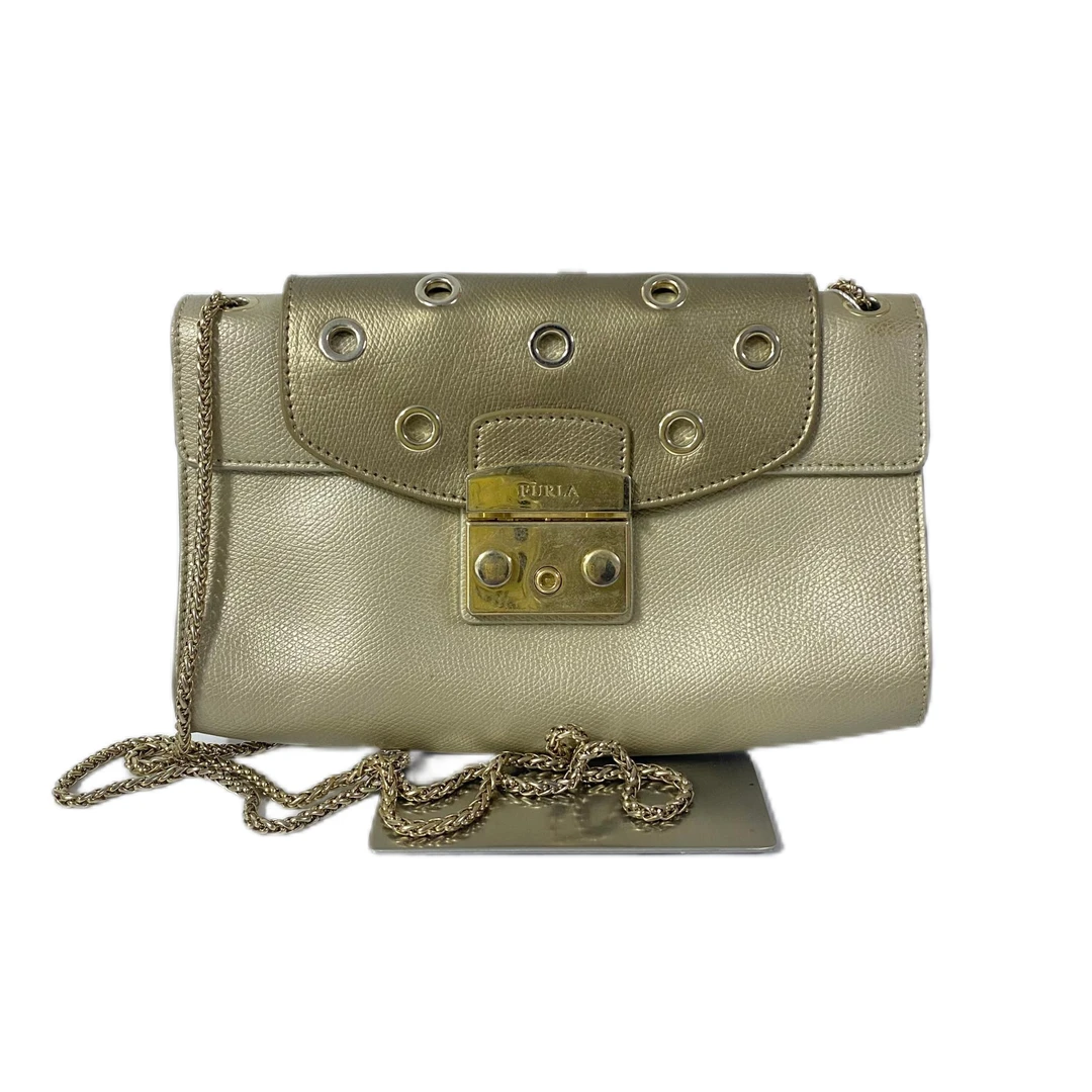 95新 FURLA/芙拉 珠光色全皮单肩斜挎链条包 AF-10123-J