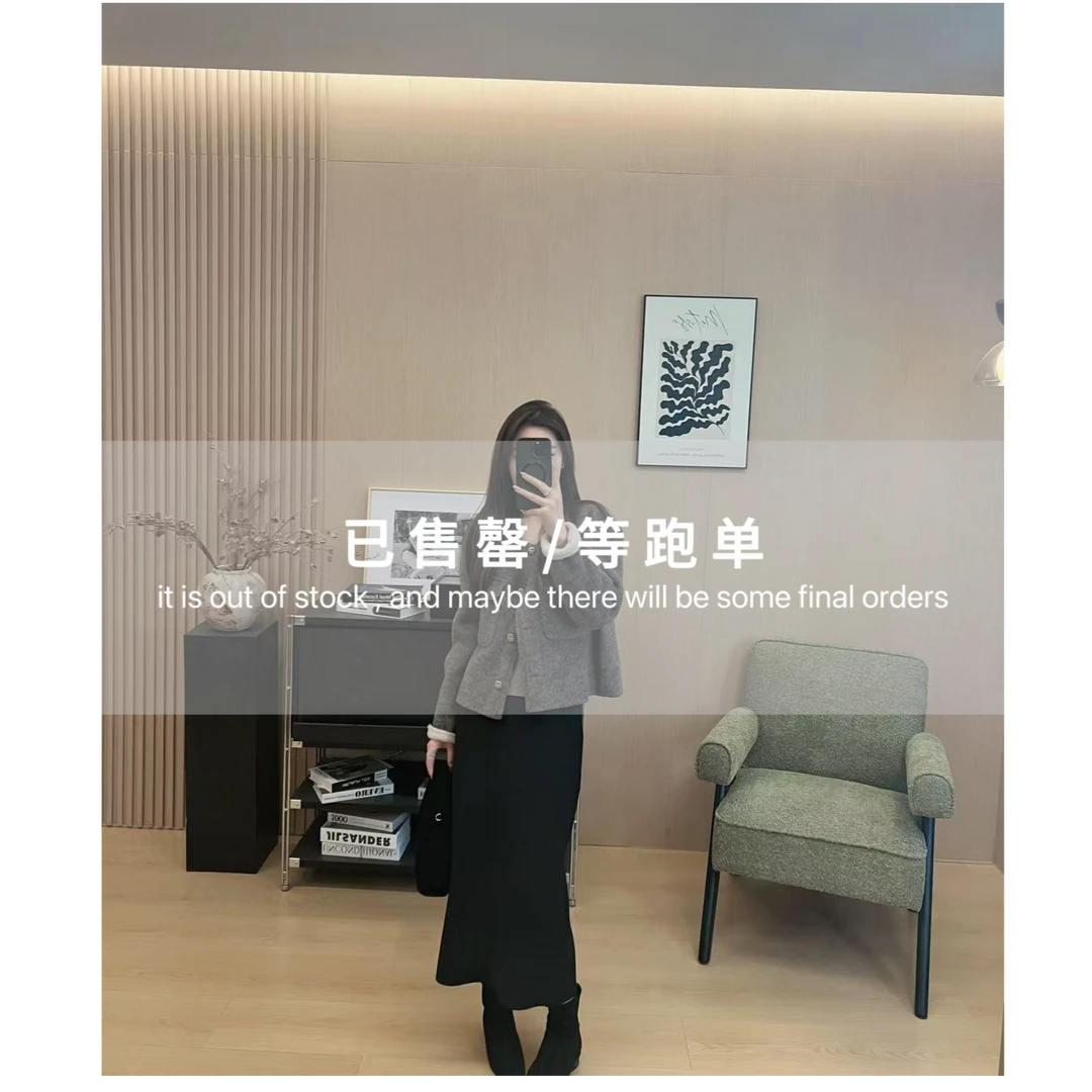 【梓铭】9062~显贵价值～双面羊绒女大衣短款羊毛兔毛气质外套女