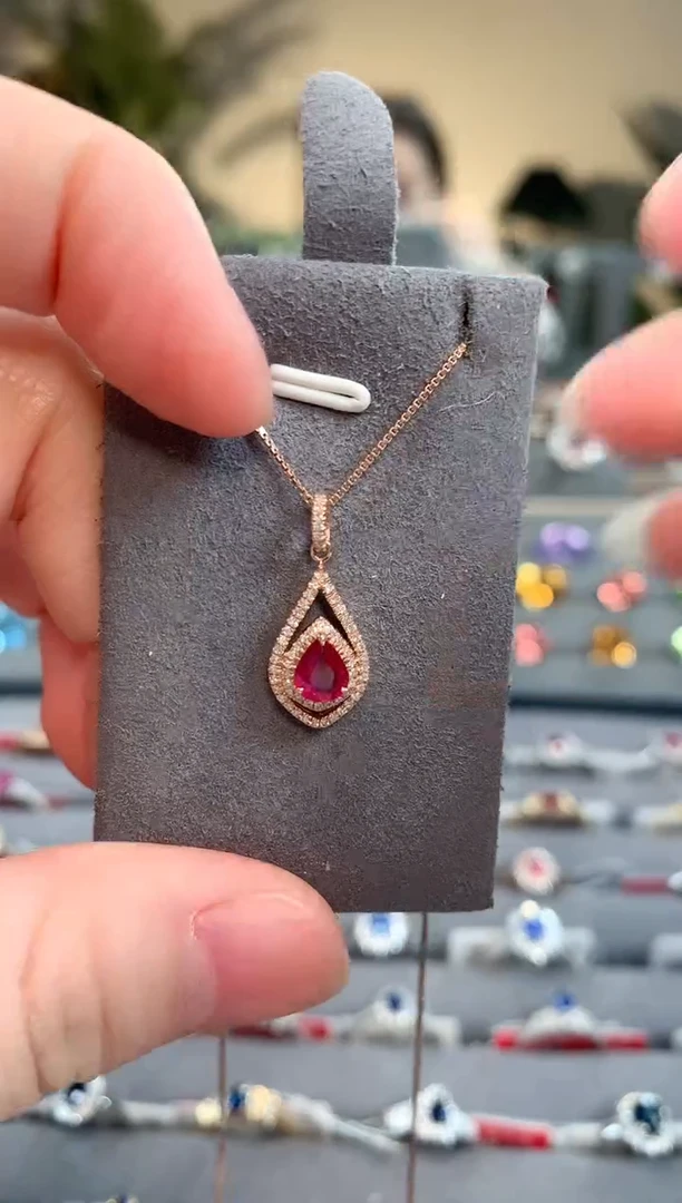 【闪购商品】红宝石吊坠(不含链)18K金镶嵌缅甸