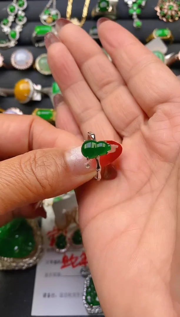 【闪购商品】翡翠戒指银S925镶嵌天然A货翡翠1