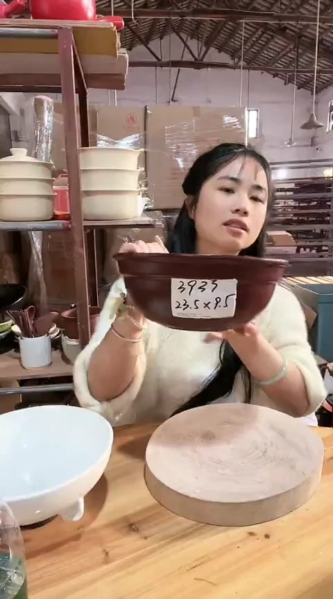 陶瑕疵大号咖色砂锅碗不带盖不圆