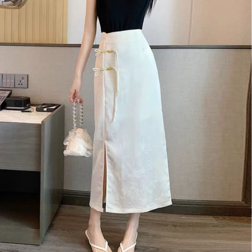 【NA家】气质提花开叉半身裙