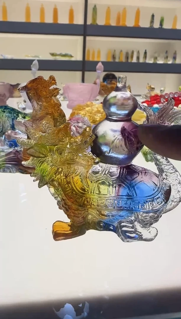 手工艺品琉璃龙龟9cm