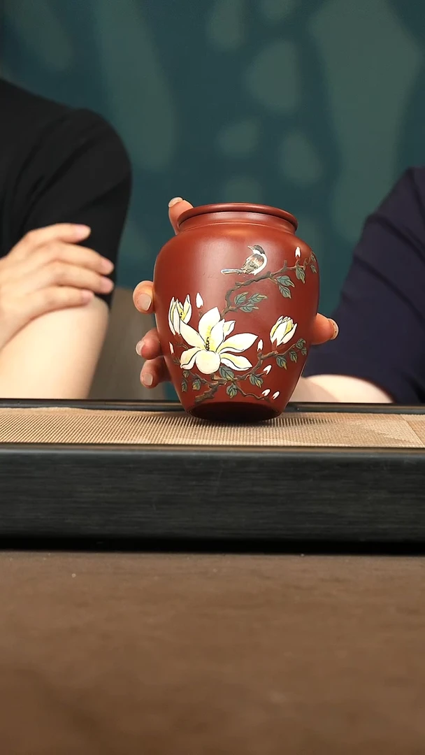 茶壶紫砂【玉兰花茶罐】