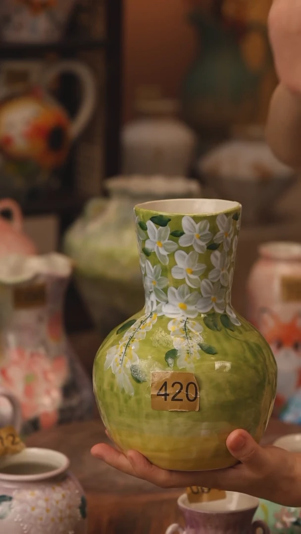 陶瓷420景德镇设计师手作花器摆件侘寂风