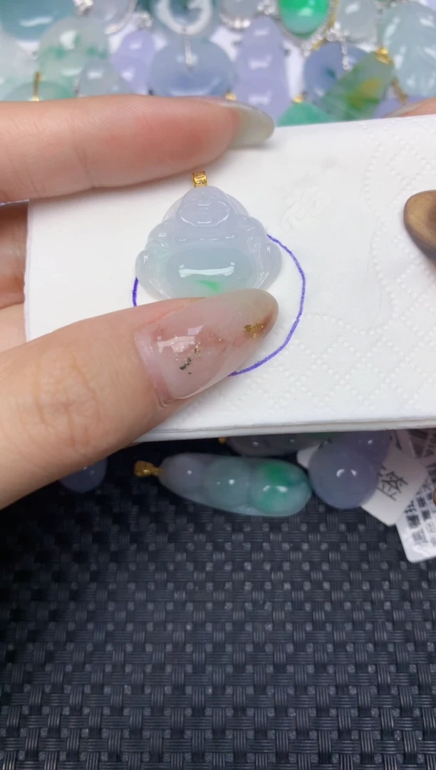 颈饰18K金镶嵌翡翠天然缅甸翡翠a货百元以上9元证书费自理