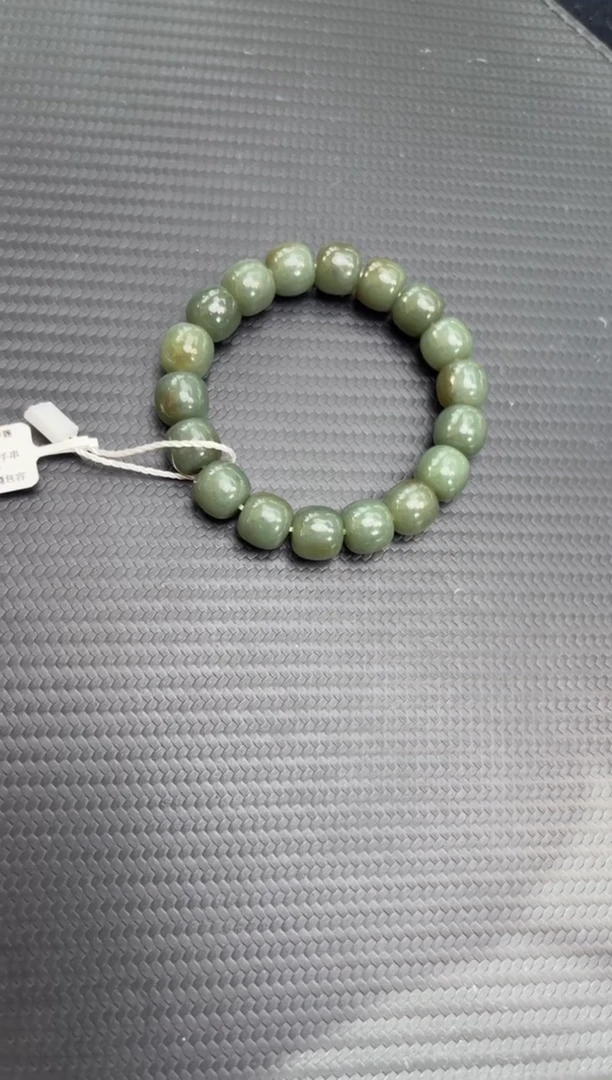 未镶嵌手串和田玉?*馬若羌微色差青玉卡12手串