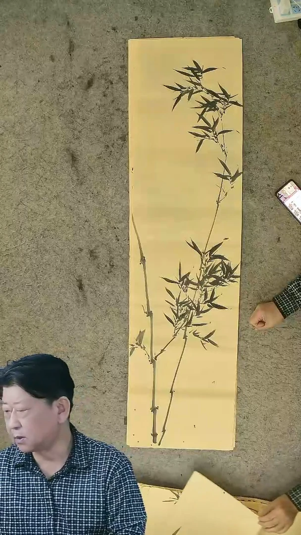 国画四尺对开  墨竹条屏 34*138cm