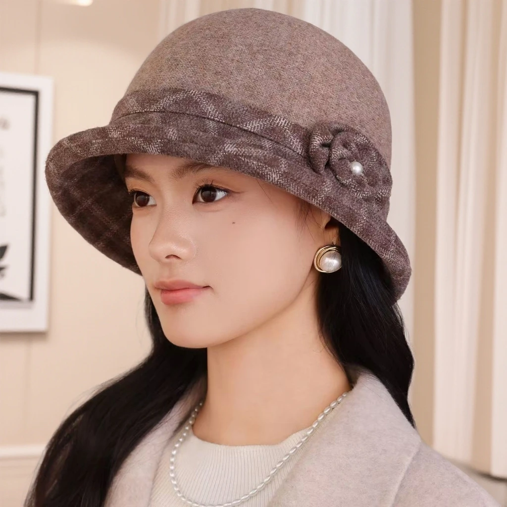 中老年人帽子女秋冬季妈妈保暖盆帽加绒保暖帽老太太奶奶帽渔夫帽