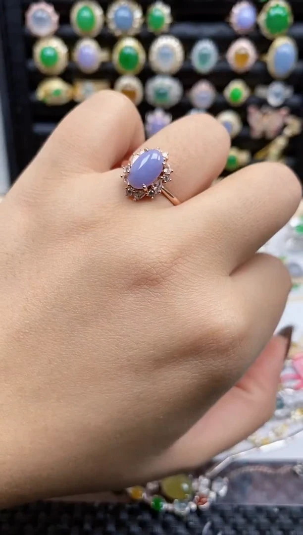 银S925镶嵌戒指翡翠7496