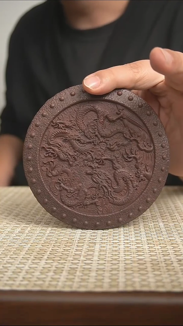 紫砂茶盘宜兴紫砂原矿双龙戏珠茶盘