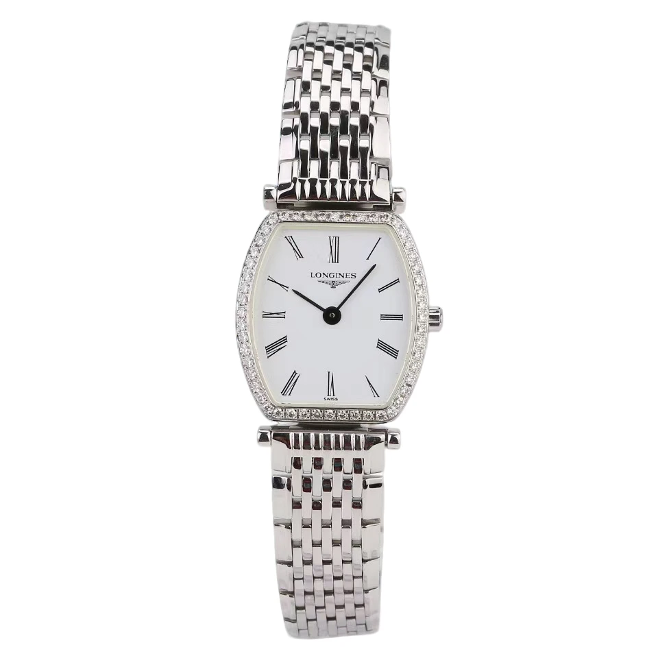 99新 Longines/浪琴 女表全套嘉岚/22.2*24.5石英手表/外圈原镶钻