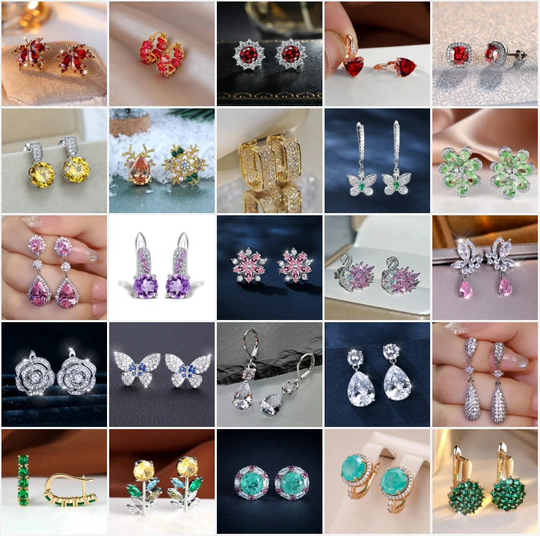 铜合金合成锆石耳饰 设计师款气质轻奢百搭韩版时尚饰品12号黄盘