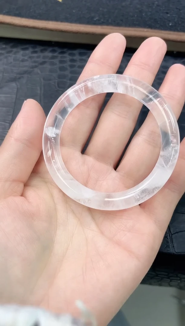 未镶嵌手镯水晶92号白水晶圆条手镯52+圈