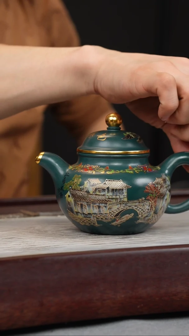 【闪购商品】紫砂茶壶九龄君子兰 掇球 忆江南珐琅彩