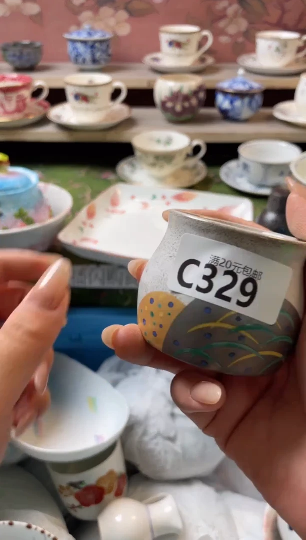 瓷片猫**草瓷器瓷器C329