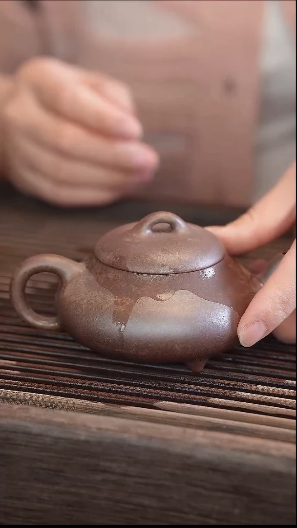 茶壶紫砂汉棠石瓢 还原烧 半手工 180cc【宽口】