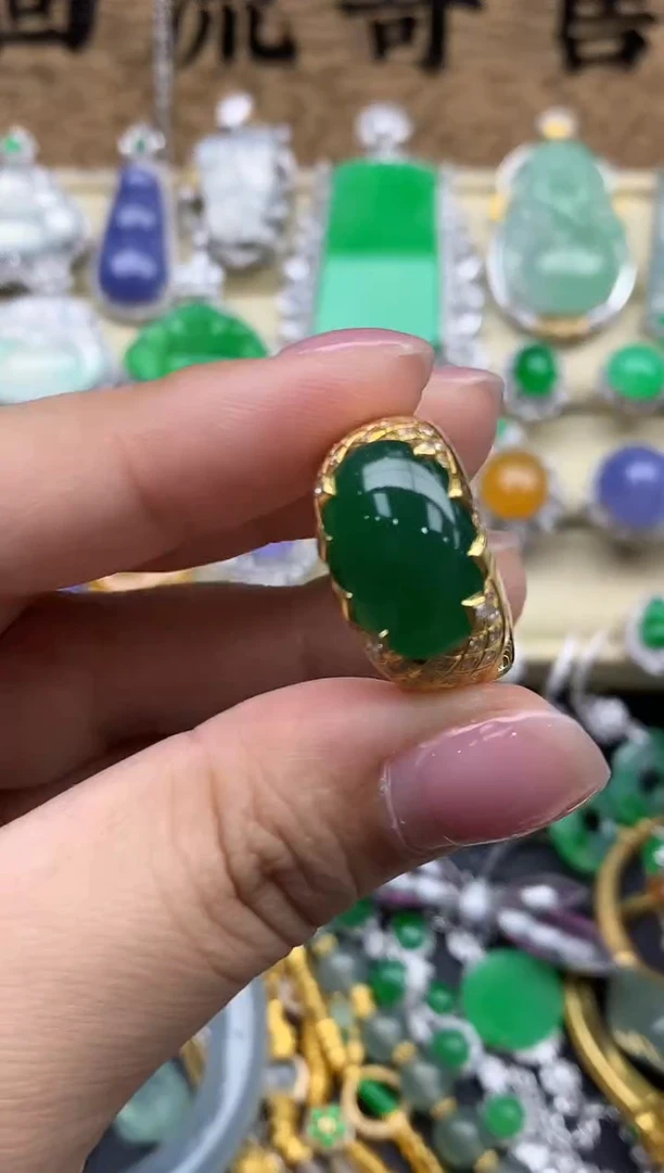 【闪购商品】翡翠戒指18K金镶嵌359-中国好珍宝