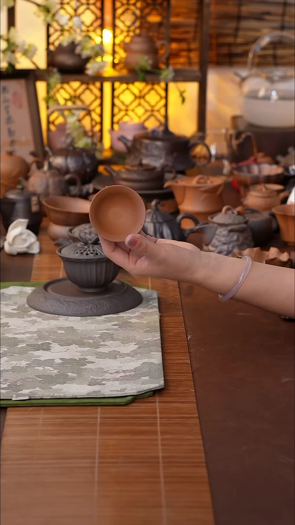 秋兮阁原矿老岩泥茶杯茶壶壶承