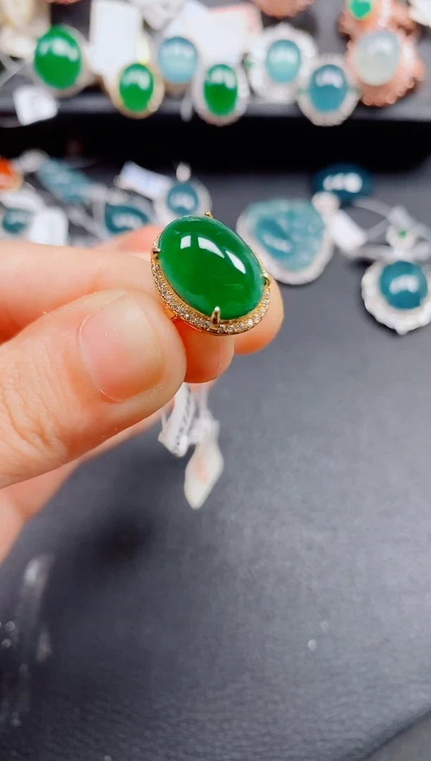 银S925镶嵌戒指翡翠翡翠