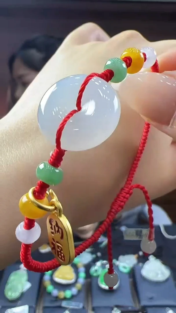 未镶嵌挂件翡翠平安扣手绳