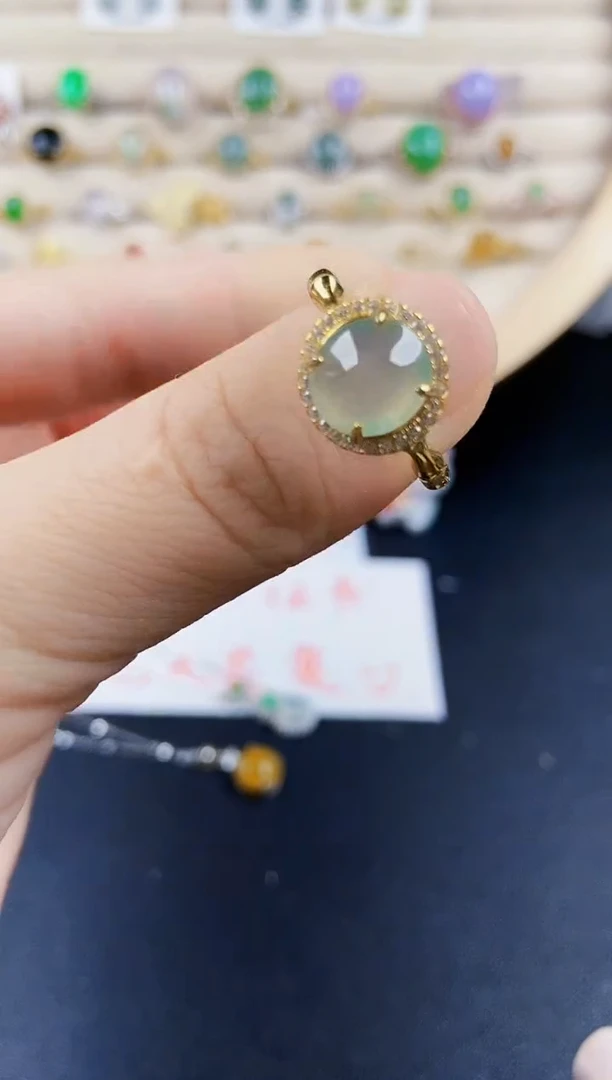 翡翠戒指银S925镶嵌456879