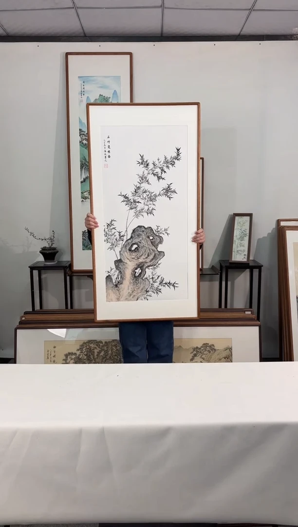 国画手绘*石竹双雅图*62*122cm