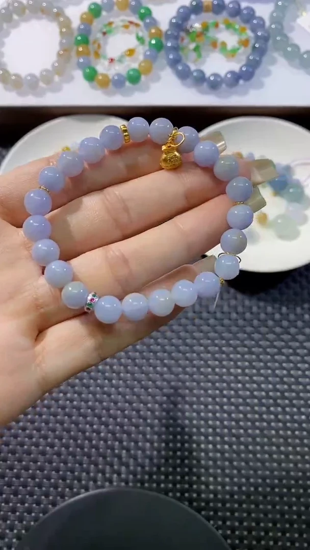 散珠翡翠卡7加紫手串有瑕疵