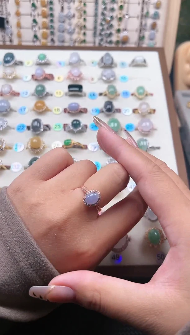 【闪购商品】翡翠戒指银S925镶嵌天然A货翡翠戒指