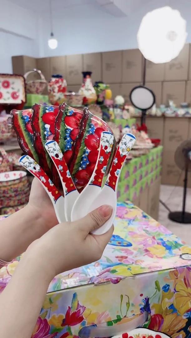 瓷4碗4勺（琉璃红碗+半夏勺）