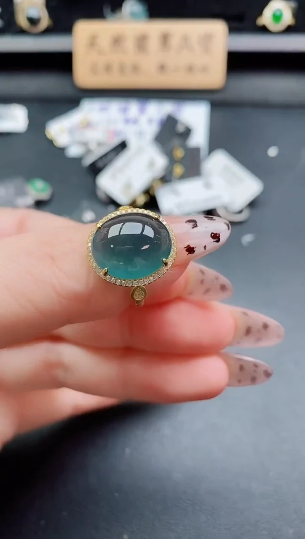 银S925镶嵌戒指翡翠1