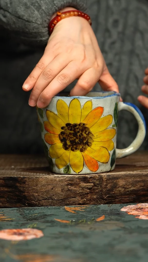 【闪购商品】杯釉下彩手工手绘同款陶器