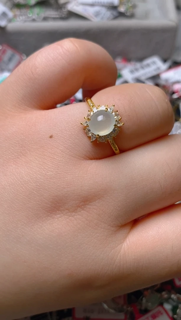 银S925镶嵌戒指翡翠百内无证书