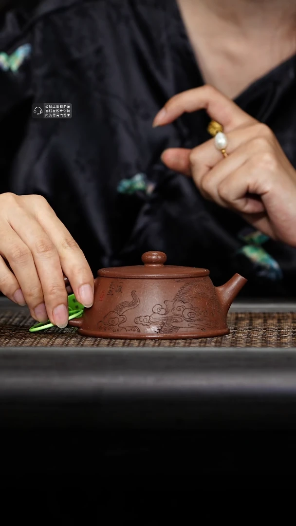 茶壶紫砂紫砂茶壶平底汉瓦