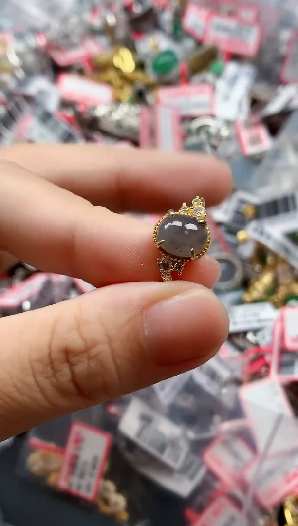 银S925镶嵌戒指翡翠天然A货缅甸翡翠