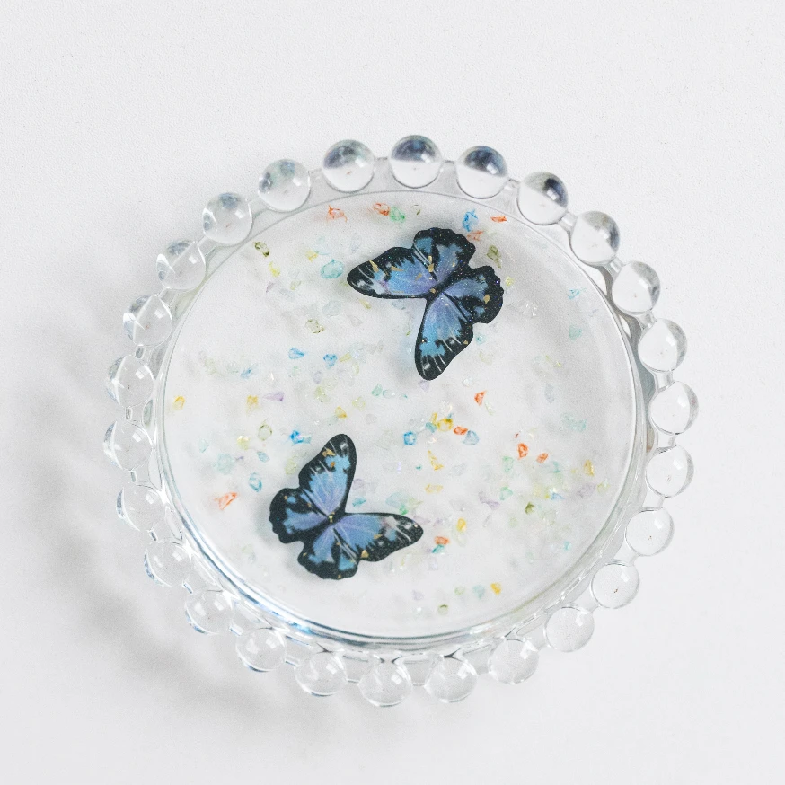 垫防烫蓝蝴蝶茶托茶道配件