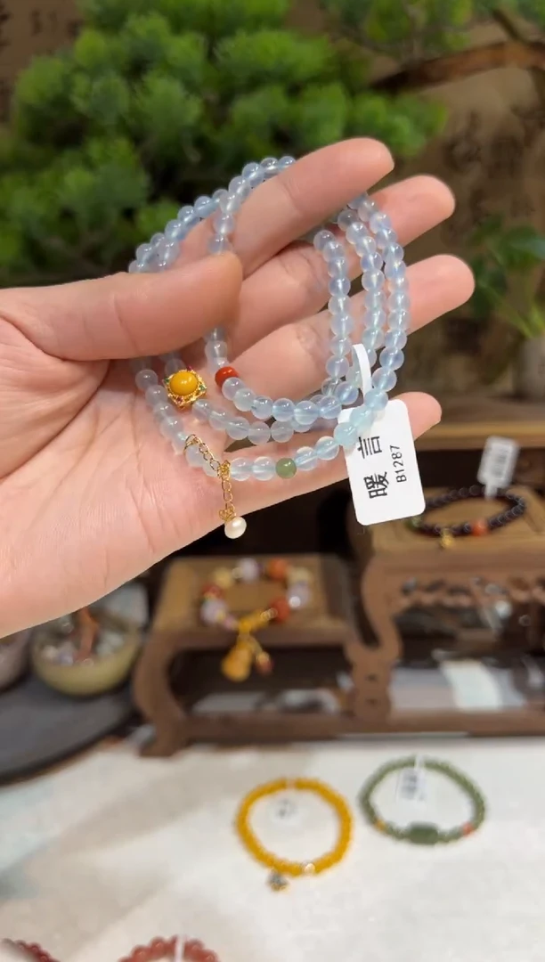 未镶嵌手链海蓝宝石手饰@@