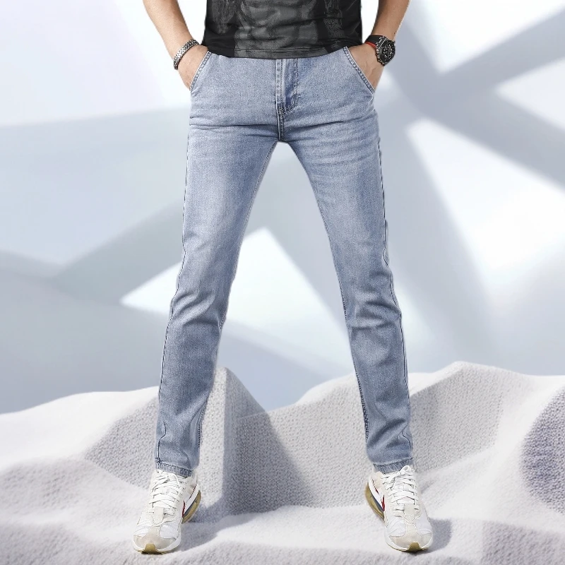 宾斯洛特时尚男士牛仔裤夏季薄款新款经典修身款日常休闲男款裤子