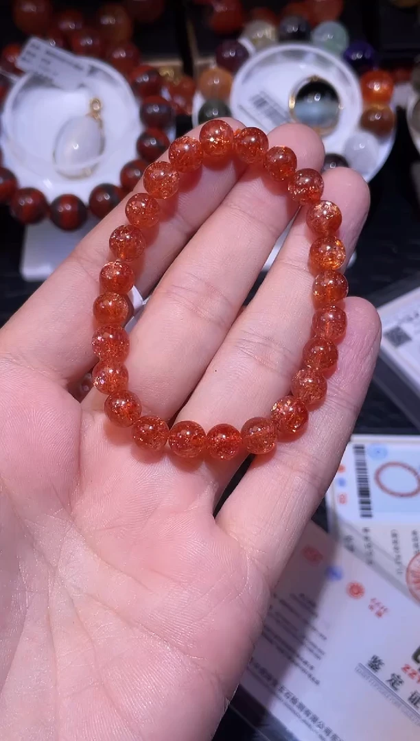 未镶嵌手链日光石睡****糊金太阳单圈手链