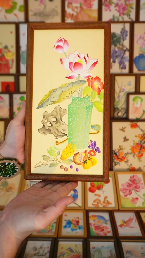 17*32实木框没骨节令清供