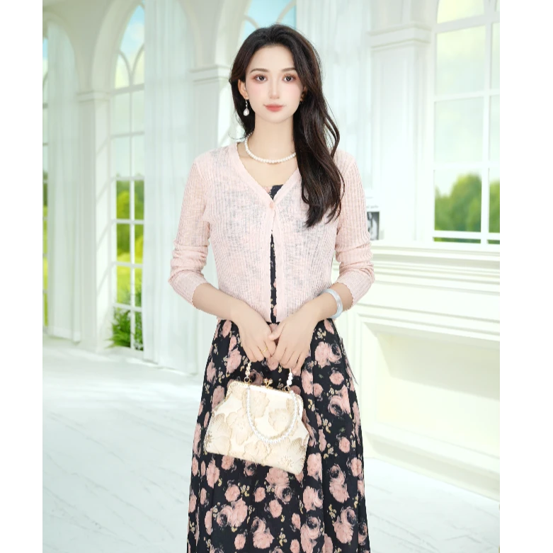 马天奴气质中国风时尚套装裙子碎花显瘦夏季修身印花VHAB51STH0