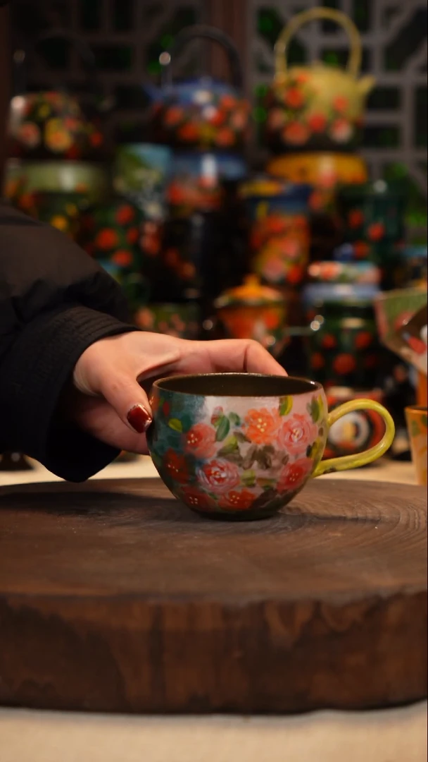 紫砂油画釉下彩手绘