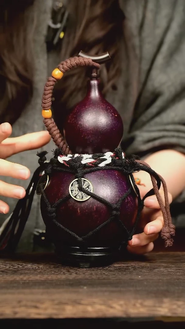 695号中药煮色  700ml左右 大漆葫芦水壶/酒壶 一物一拍