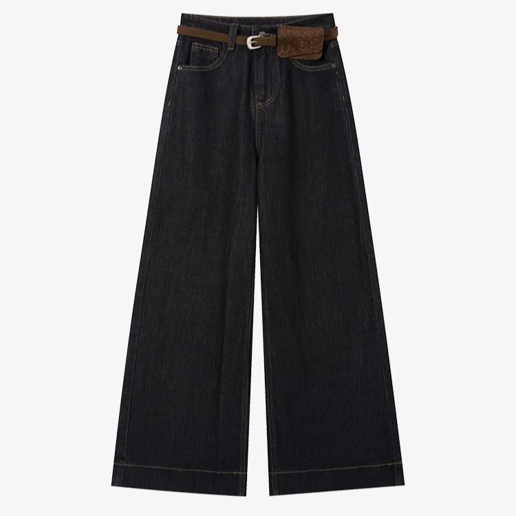 羊城故事-复古微喇阔腿牛仔裤女高腰宽松显瘦百搭拖地裤6710
