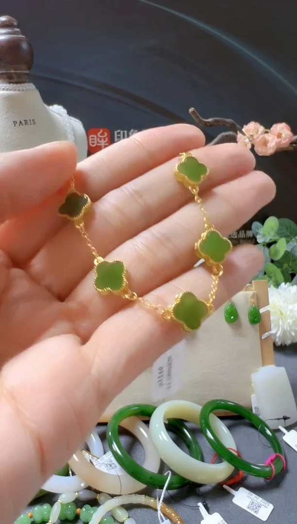 银S925镶嵌手链和田玉/支持复检/多样性发一cg