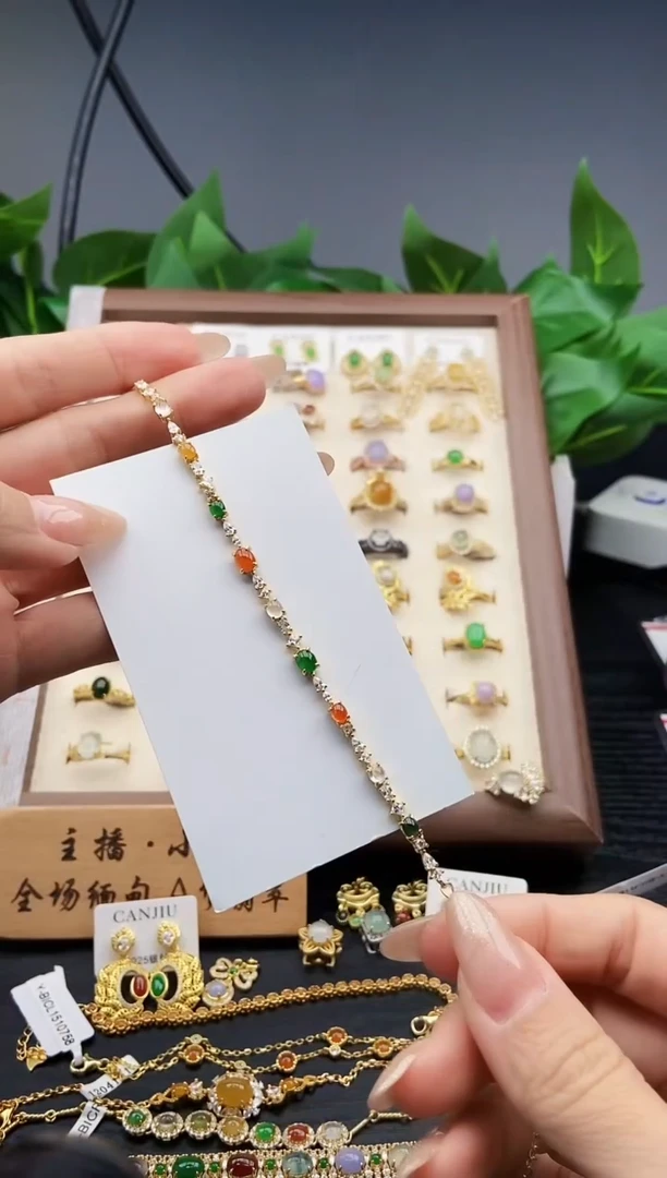 银S925镶嵌手链翡翠12